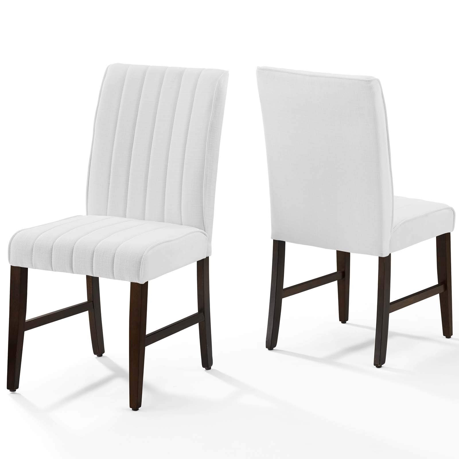 Modway Motivate Channel Tufted Upholstered Fabric Dining Side Chair, Set Of 2, White